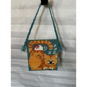 Sleeping Ginger Kitty – Handmade Cat Decor, Blue Door Hanging, Cute Cat Lover